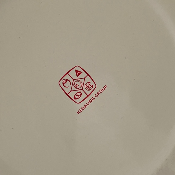 Vintage White Teapot w/ Floral Print - Wood Handles and Knob, Inner Navy Enamel - Picture 5 of 5